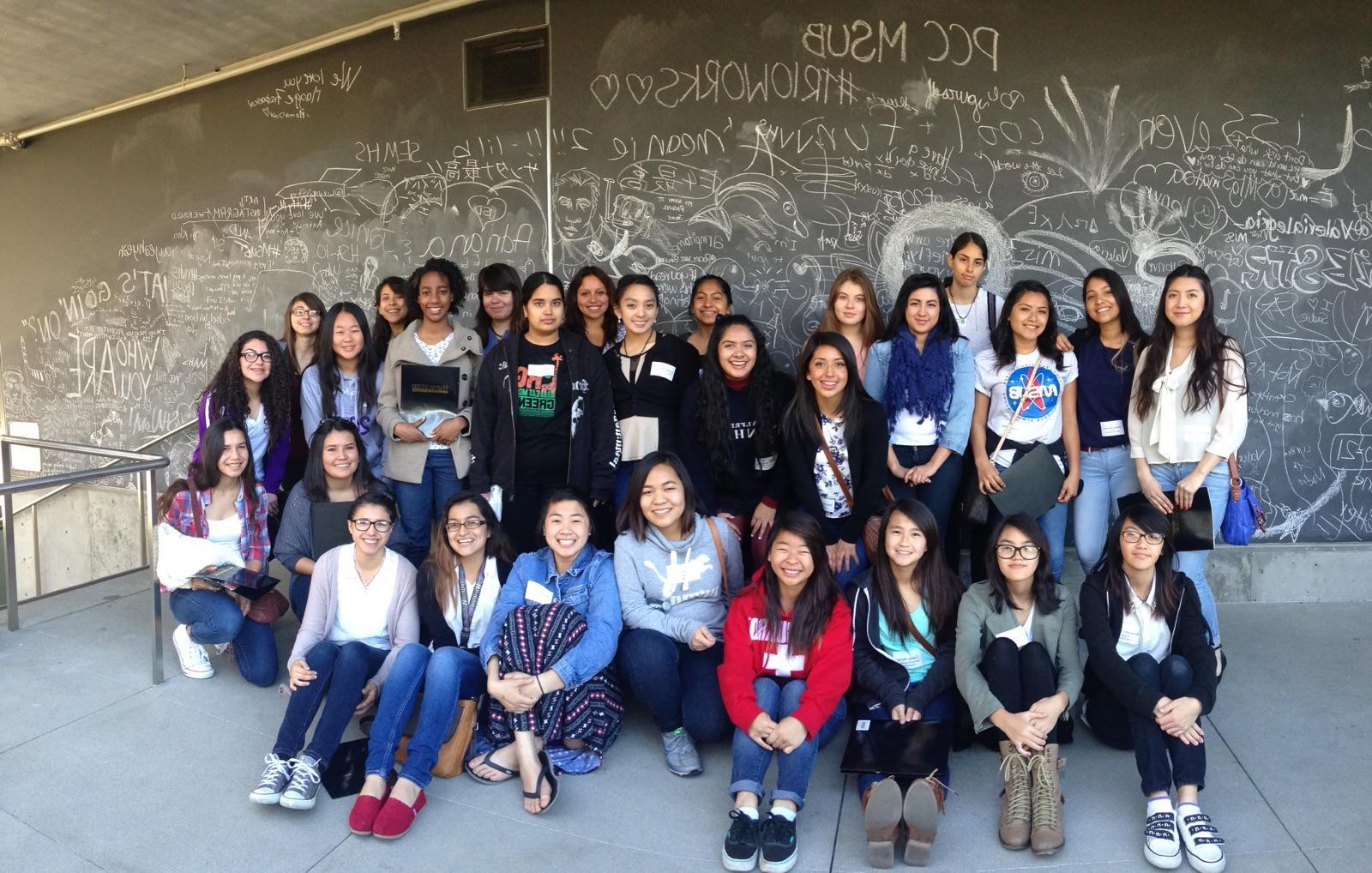 female UPMS students attend a female in STEM in event.